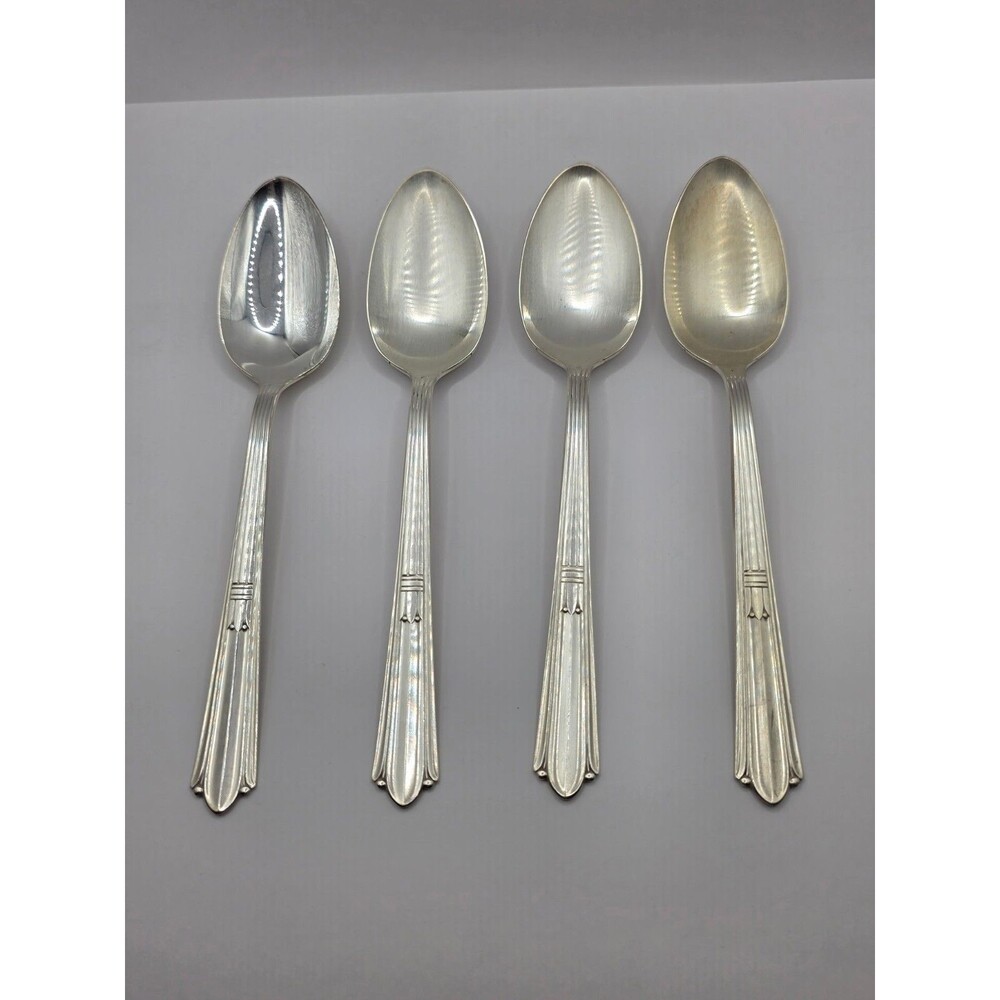 4 Teaspoons Stratford Plate Sectional Marked IS Vintage